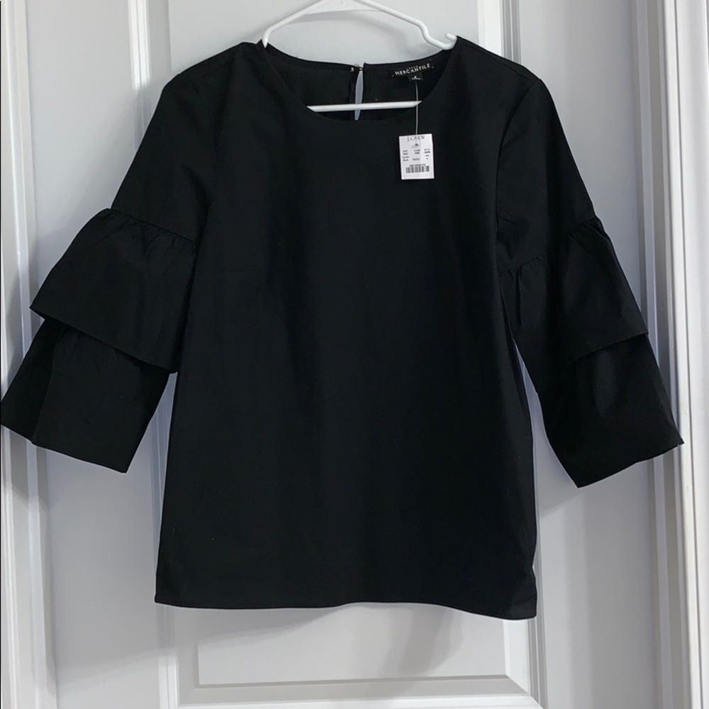 NWT jcrew black long sleeve top
